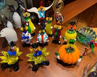 Murano glass clowns