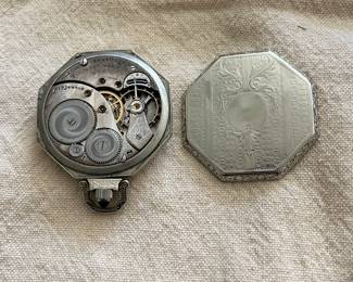 Antique 14K white gold pocket watch 