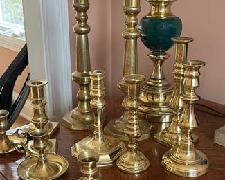 Brass candlesticks  - including Baldwin