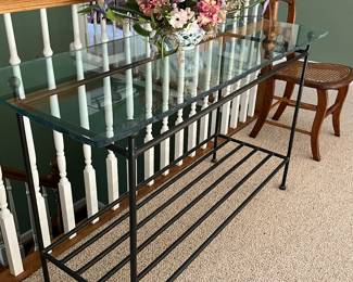 Iron and glass console table - matching coffee and side table available as well 
