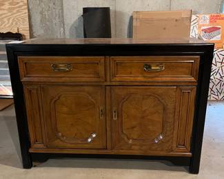 Thomasville Embassy line credenza / buffet server / console c. 1970s  fruitwood and black lacquer 