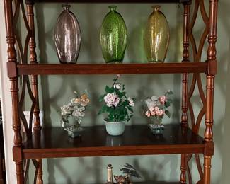 Glass floral arrangements - colored bases