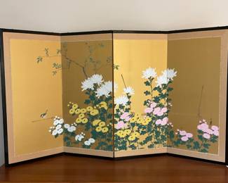 Hand Painted Japanese 6 Panel Screen