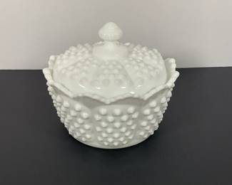 Fenton Hobnail Milk Glass Candy Dish