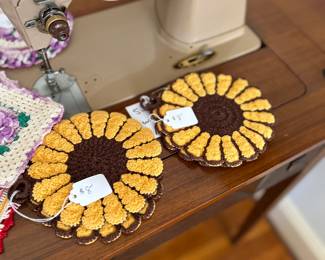 LARGE LOT OF CROCHETED HOT PAD HOLDERS