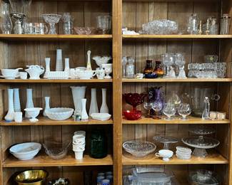 Shelves full of glass