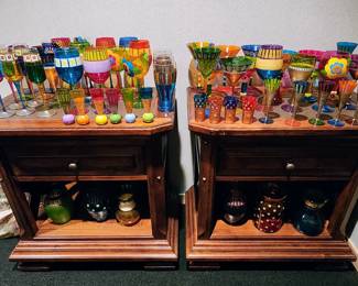 Michigan H.O.M.E.S. Side Tables, Original Hand Painted Glass Ware