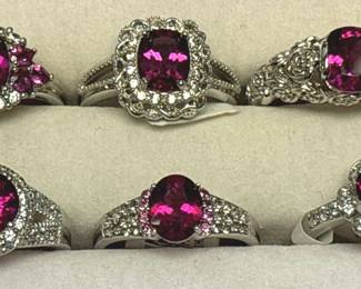 Six Sterling Tanzanite Gemstone Rings