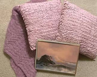 Sherwood Ocean Painting, Hand Knitted Lap Blanket And Pillows