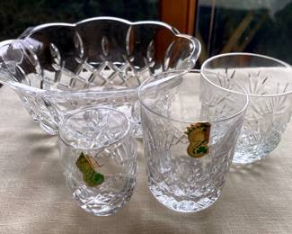 Waterford 23 Tall Glasses Gorham Full Lead Crystal Bowl