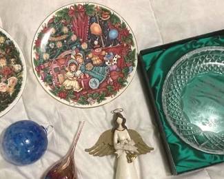 Royal Doulton Holiday Plates, Galway Irish Crystal Christmas Dish And More