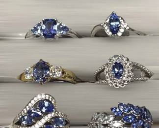 Eight Gemstone Sterling Rings