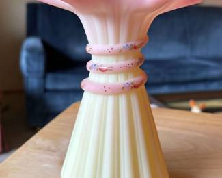 Signed Fenton Burmese Sunset Glass Vase