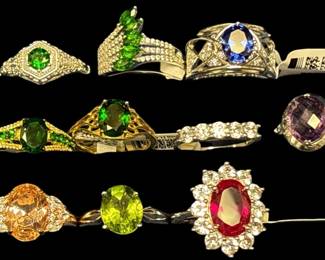 Ten Gemstone Statement Ring Assortment
