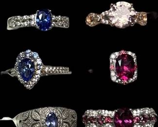 Nine Assorted Gemstone Statement Rings