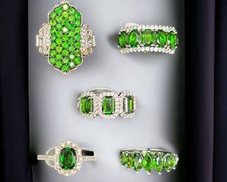 Sterling Chrome Diopside Statement Rings