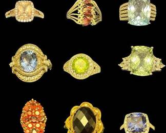 lot 2 Rings Sterling Gemstone Statement Rings