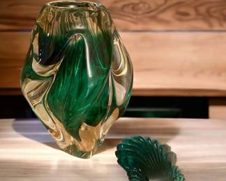 Waterford Shell Art Glass Vase