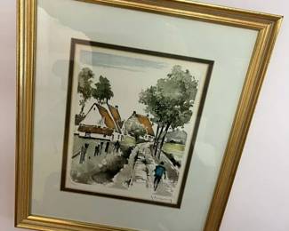 35 Roger Hebbelinck Le Chemin Du Village Colored Etchingmin