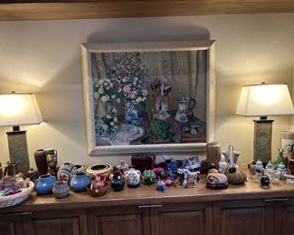 Arts and Crafts, Mata Ortiz, Oxacan wood carvings, Asian pieces and more.  Allegorical oil on canvas by John Whittal. 