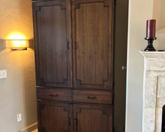 One of a pair. Massive walnut custom made entertainment cabinet and breakfront.  These beauties are 8 feet tall.