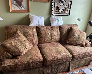 Comfy queen size sofa bed with three seat cushions, throw pillows. Like new, $700.