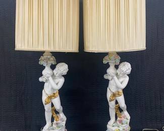 Lg. Capodimonte Lamp w/Gold Trim-Sold Separately
