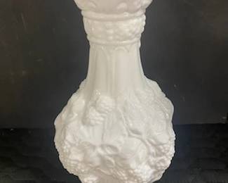 Milk Glass Fluted Vase w/Berries- Imperial