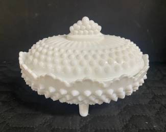 Fenton Hobnail Footed Oblong Dish 