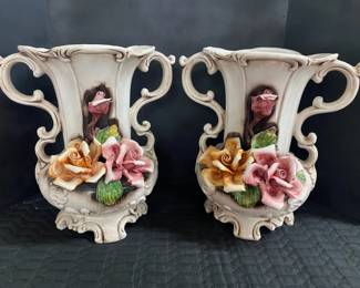 Capodimonte Double Handle Vases