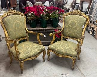 Gold French Arm Chairs