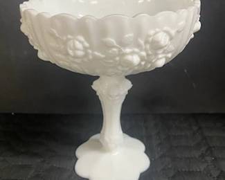 Milk Glass Cabbage Rose Candy Dish