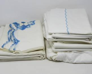 Vintage cotton sheets with crocheted hand embellishments 