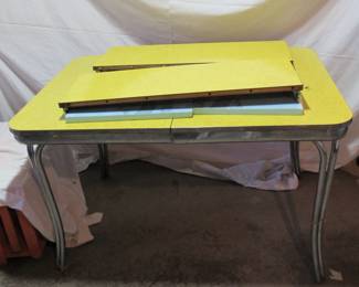 1950s chrome and formica table with 2 leaves