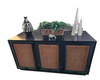 Black lacquer 3 door credenza