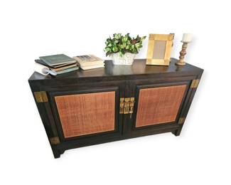 MCM 2 door black lacquer cabinet