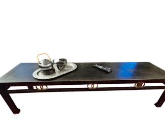 MCM Black lacquer coffee table/bench