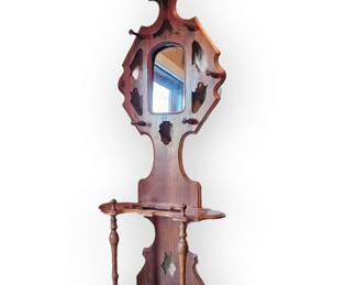 Victorian Hall tree with mirror and umbrella stand