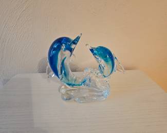 Decoratie glass dolphins