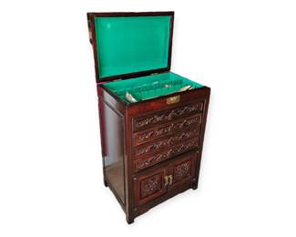 Rosewood Chinese handcarved silver chest