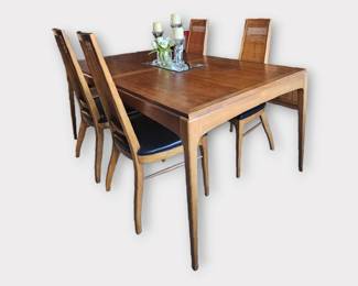 MCM Lane (Rhythm Collection) dining table extends with two leaves to 98".  Drexel cane back chairs - 2 armchairs and 6 side chairs.  NICE!!