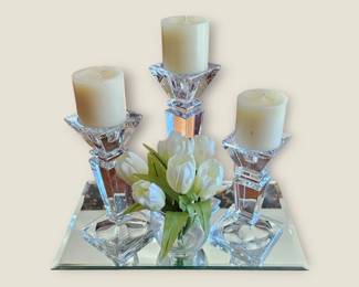 Trio contemporary glass candle holders