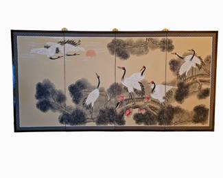 4 panel Byobu Chinese Silk wall hanging - BEAUTIFUL!