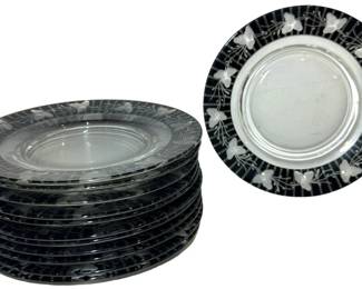 12 Floral Pattern Glass Plates