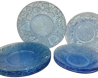 Blue Pressed Glass Plates
