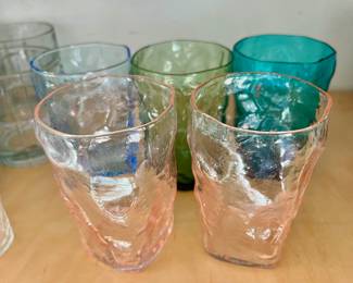 Assortment of Crinkle Glass Drinking Glasses