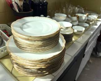 D & C Limoges Gold/White Dinnerware Set