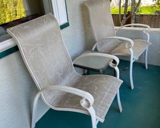 Pair of Sling Arm Patio Chairs 

