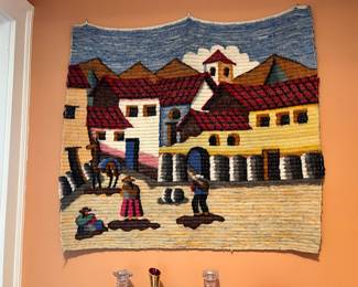 Peruvian Handwoven "Village Life" Tapestry 
