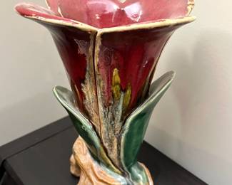  Red Lily Flower Pottery Vase 